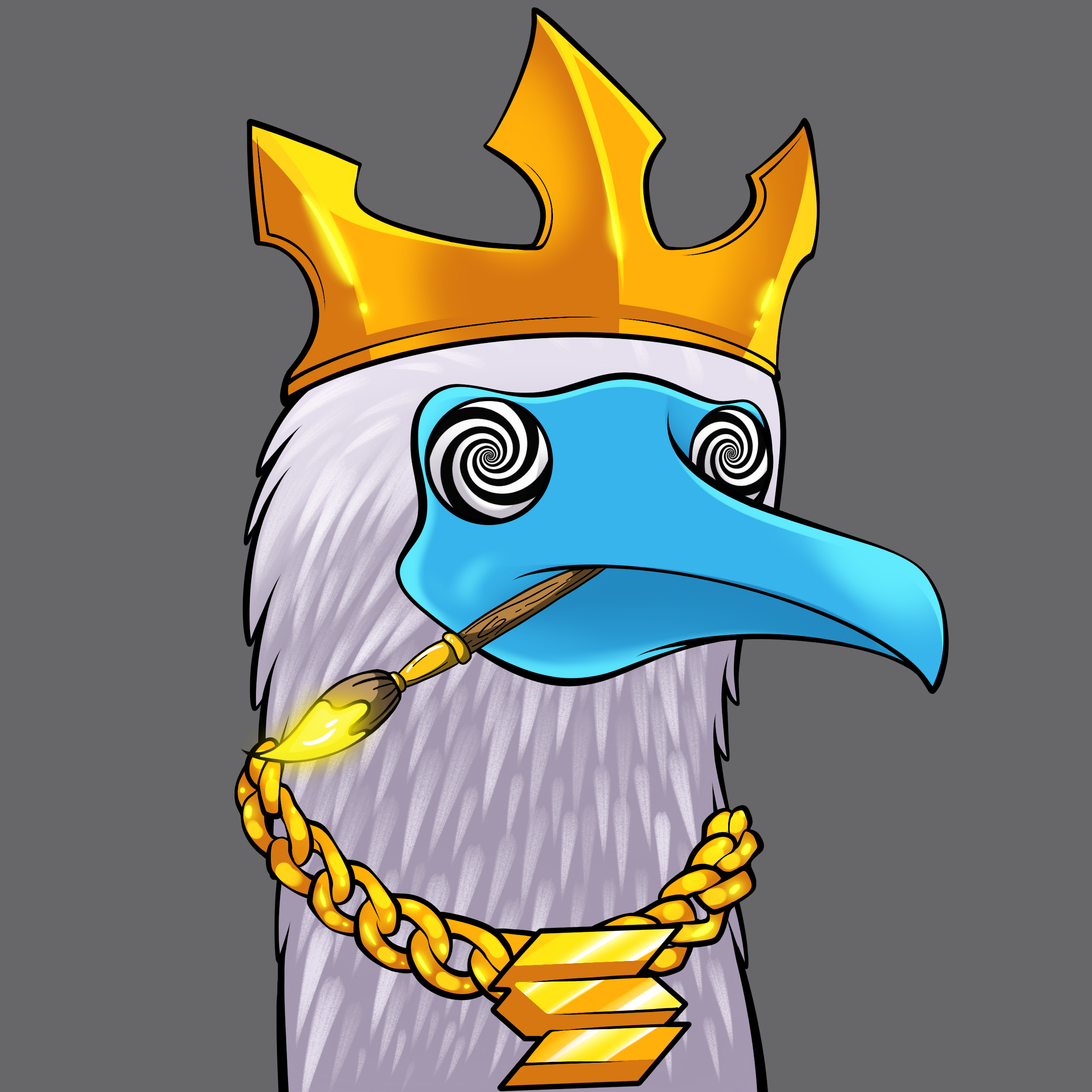 Booby character with crown and wizard powers